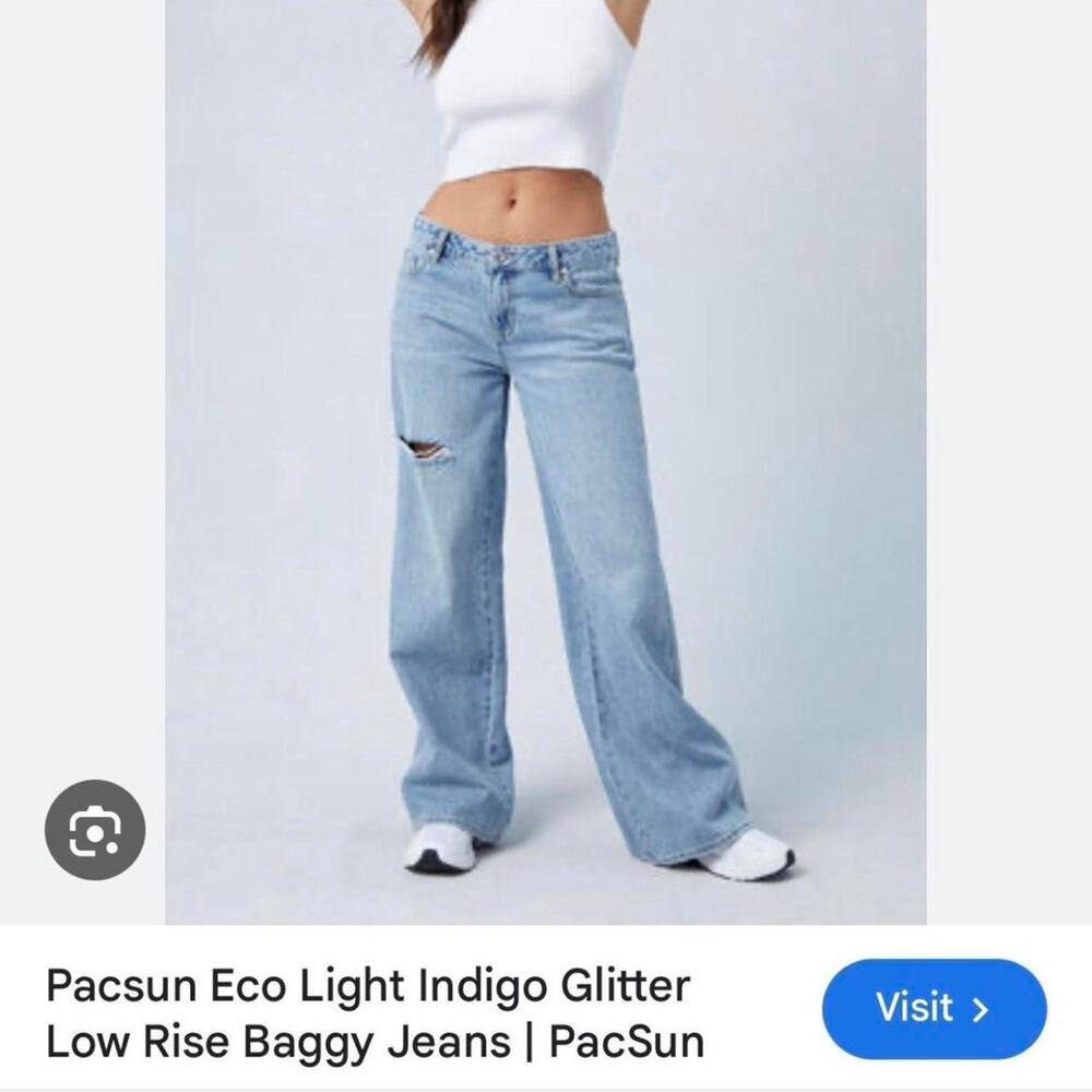 PacSun Eco Light Indigo Glitter Low Rise Baggy Jeans Size 27